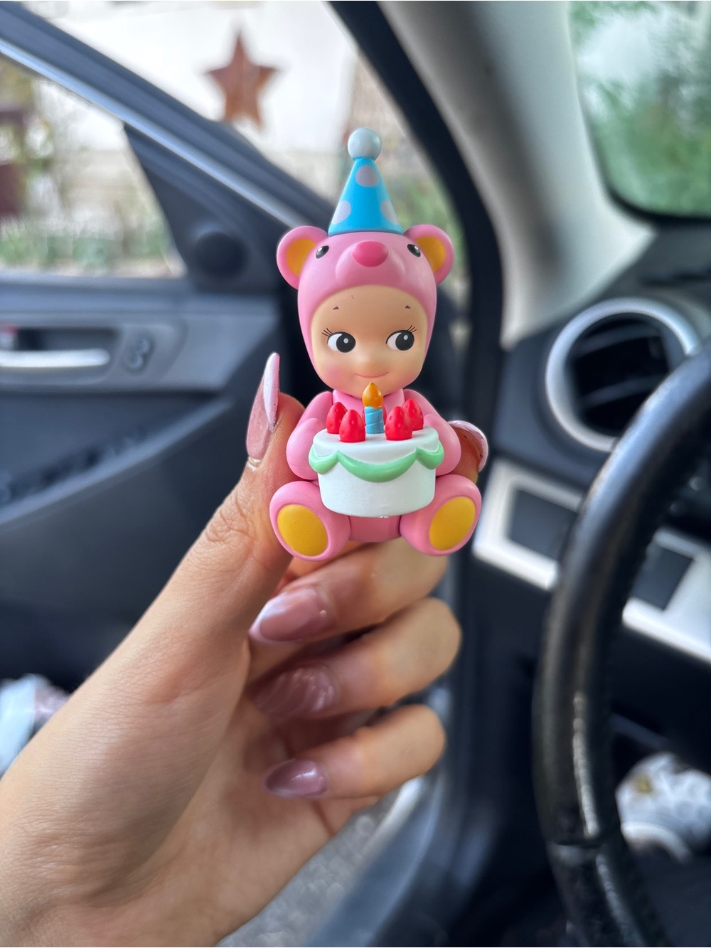 Pink Birthday Bear Sonny angel Figurine